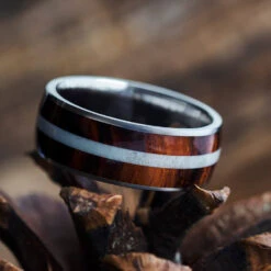 Honduran Rosewood Ring With Antler Center Pinstripe -Johan Jewelry Shop 774890acc6b70e72091c7189b39caa4f