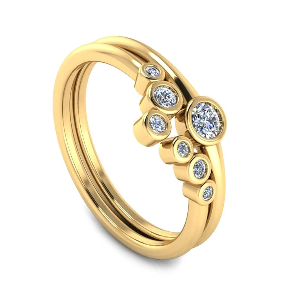 Modern Diamond Bridal Set In 10k Yellow Gold-2984 3 Modern Diamond Bridal Set In 10k Yellow Gold-2984