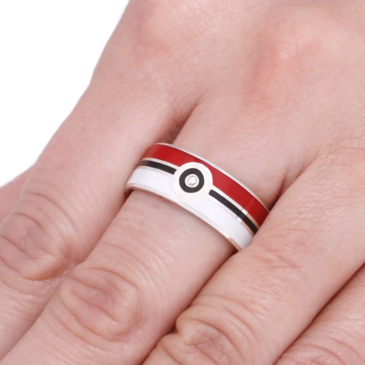 Pokeball Ring, Nerd Wedding Band 5 Pokeball Ring, Nerd Wedding Band - Image 3