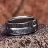 Men's Platinum Wedding Ring With Meteorite, Dinosaur Bone And Aquamarine -Johan Jewelry Shop 80b38c7e94ae5f076c4250dbc314ad0c