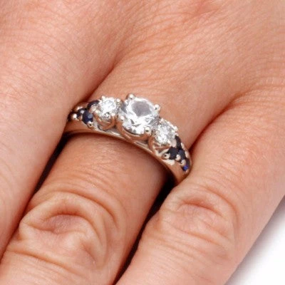 Moissanite Engagement Ring With Meteorite And Mokume Sleeve 9 Moissanite Engagement Ring With Meteorite And Mokume Sleeve - Image 7