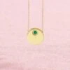 Circle Slide Necklace With Natural Emerald 1 Circle Slide Necklace With Natural Emerald -Johan Jewelry Shop 87454TinyCircleNecklacewithEmerald1000