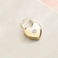 Heart Lock Necklace With Natural White Sapphire -Johan Jewelry Shop 87681HeartLocketPendantOnly1000