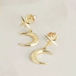 Crescent Moon Dangle Earrings