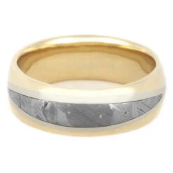Unique Meteorite Men's Wedding Band, Two-Tone Gold Ring -Johan Jewelry Shop 8abe60dc44d281acf3e9f81e2178e149