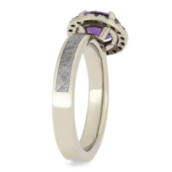 Amethyst Engagement Ring With Moissanite Halo & Meteorite -Johan Jewelry Shop 910d2b7c67ff466363ad4033024962e9