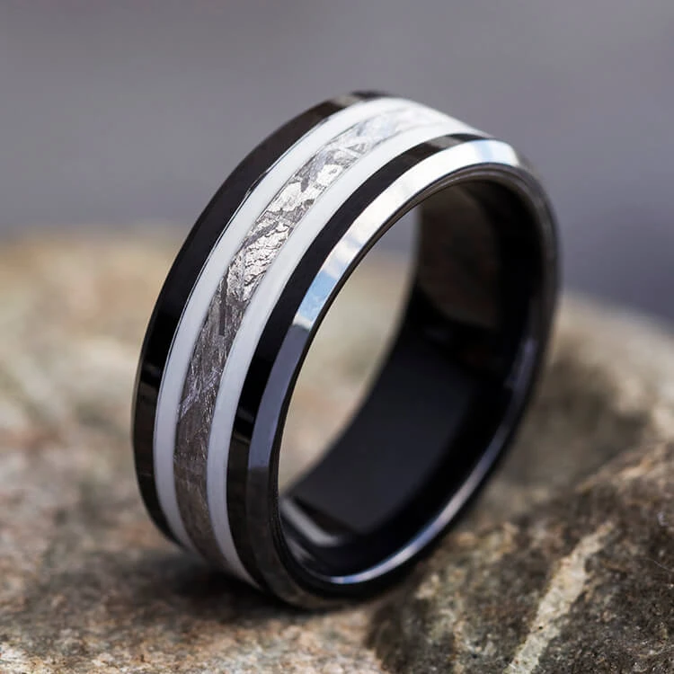 Meteorite Ring With White Stripes 3 Meteorite Ring With White Stripes