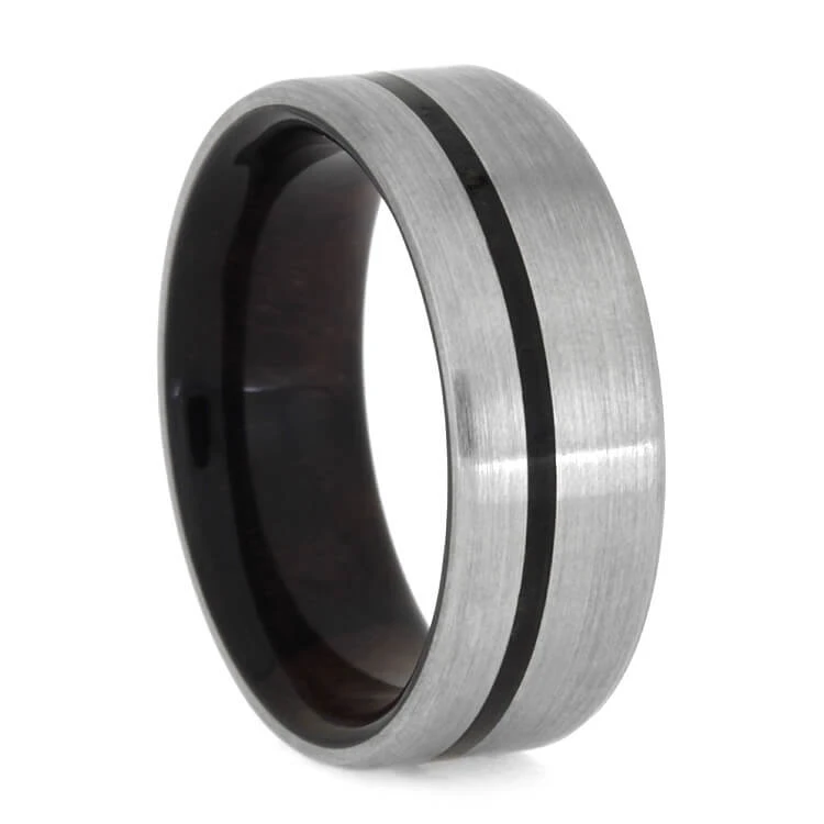 Caribbean Rosewood Ring In Brushed Titanium 3 Caribbean Rosewood Ring In Brushed Titanium