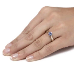 Solitaire Tanzanite Engagement Ring With Diamond Accents -Johan Jewelry Shop 9a318e31ffaa00b391433257c957eb6e