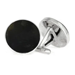 Round Black Cuff Links, Springbok Horn