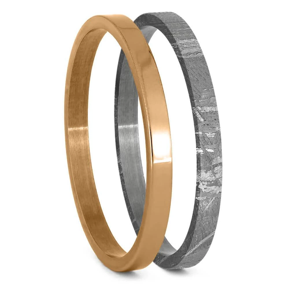 Meteorite, Gold & Titanium Modular Ring Set 6 Meteorite, Gold & Titanium Modular Ring Set - Image 4