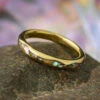 Abalone Wedding Band With Wavy Design In Gold