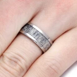 Titanium & Deer Antler Ring -Johan Jewelry Shop Antler Titanium 8 mm 5