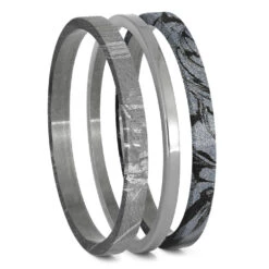 Meteorite & Mokume Gane Modular Titanium Ring Set -Johan Jewelry Shop B Meteorite Titanium Mokume