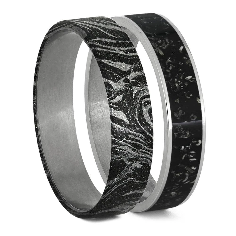 Stardust & Mokume Gane Modular Titanium Ring Set 6 Stardust & Mokume Gane Modular Titanium Ring Set - Image 4