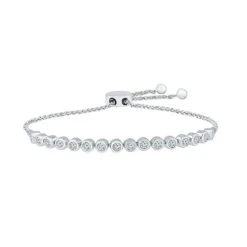 Diamond Bolo Bracelet With Bezel Set Round Diamonds -Johan Jewelry Shop BR201370 W