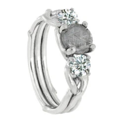 Diamond & Meteorite Stone Engagement Ring -Johan Jewelry Shop Branch1 Diamond