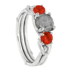 Ruby & Meteorite Engagement Ring With Branch Design -Johan Jewelry Shop Branch1 Ruby