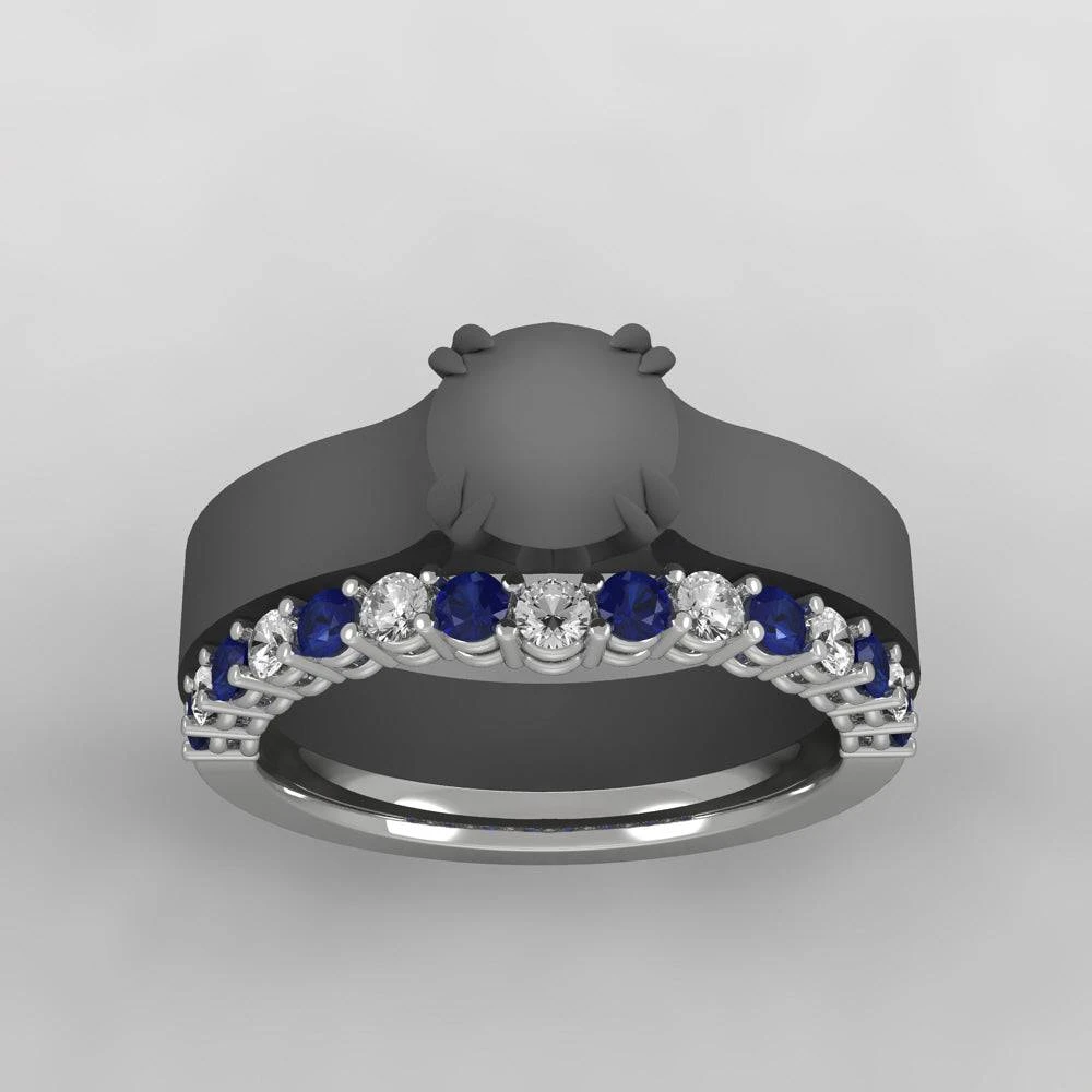 Moissanite & Sapphire Women's Wedding Band 3 Moissanite & Sapphire Women's Wedding Band