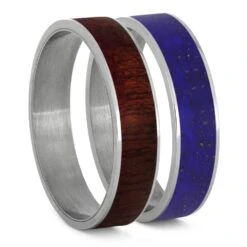 Lapis Lazuli & Bloodwood Modular Titanium Ring Set 10 Lapis Lazuli & Bloodwood Modular Titanium Ring Set -Johan Jewelry Shop C Bloodwood Lapis