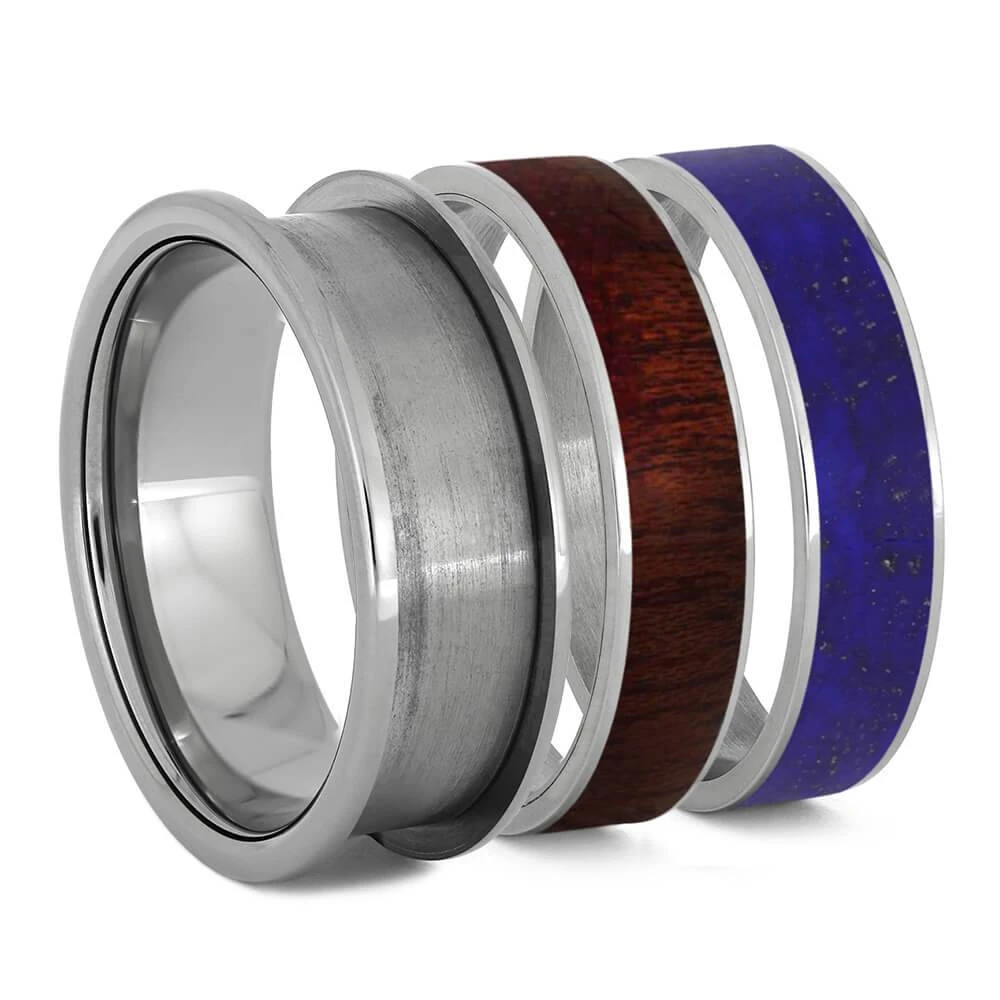 Lapis Lazuli & Bloodwood Modular Titanium Ring Set 4 Lapis Lazuli & Bloodwood Modular Titanium Ring Set - Image 2