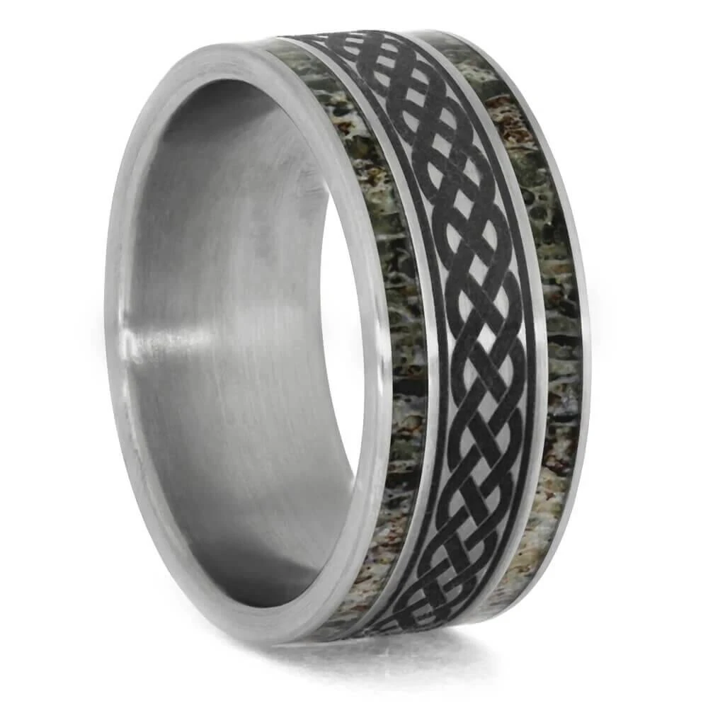 Celtic Knot Wedding Band With Deer Antler 4 Celtic Knot Wedding Band With Deer Antler - Image 2