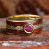 Ruby & Rosewood Wedding Ring With Diamond Band 1 Ruby & Rosewood Wedding Ring With Diamond Band -Johan Jewelry Shop DJ1008newyg