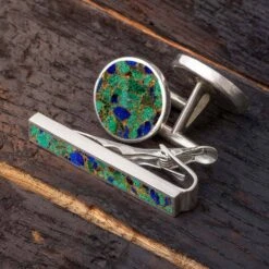 Gem Alloy Gift Set - Cuff Links & Tie Clip -Johan Jewelry Shop DesertMosaic