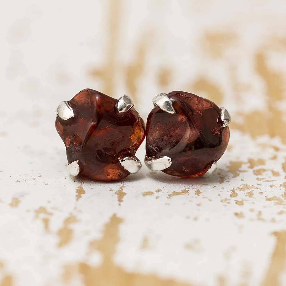 Birthstone Stud Earrings, Rough Stone 4 Birthstone Stud Earrings, Rough Stone - Image 2