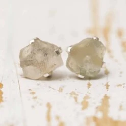 Birthstone Stud Earrings, Rough Stone 21 Birthstone Stud Earrings, Rough Stone -Johan Jewelry Shop E06MoonstoneCropped