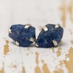 Birthstone Stud Earrings, Rough Stone 24 Birthstone Stud Earrings, Rough Stone -Johan Jewelry Shop E09SapphireCropped