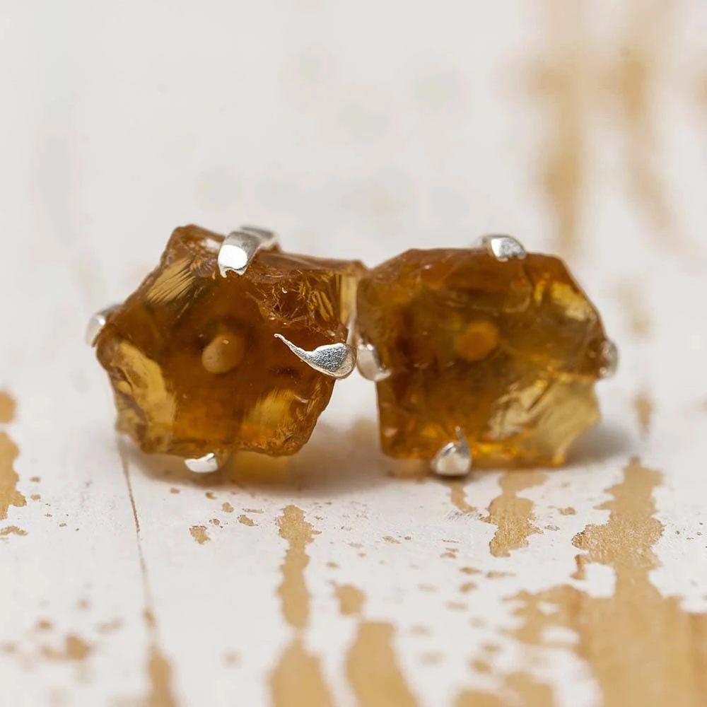 Birthstone Stud Earrings, Rough Stone 13 Birthstone Stud Earrings, Rough Stone - Image 11