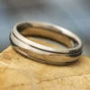 Titanium Wedding Band With Grooved Pinstripes -Johan Jewelry Shop E1354ArtCropped 4
