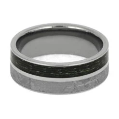 Meteorite & Fishing Line Wedding Band In Titanium -Johan Jewelry Shop E1622TI FP TIMTFLGR 4