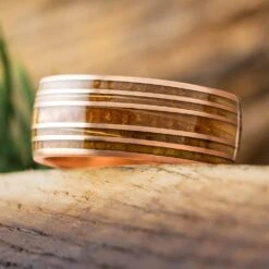 Men's Whiskey Barrel Wedding Band In Rose Gold