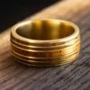 Whiskey Barrel Wedding Band In Yellow Gold -Johan Jewelry Shop E1656YGArtCropped 1