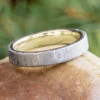 4mm Solid Gold Wedding Band Overlaid With Gibeon Meteorite 1 4mm Solid Gold Wedding Band Overlaid With Gibeon Meteorite -Johan Jewelry Shop E1664WGArtCropped 2