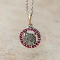 Unique Birthstone Necklace With Meteorite, Customize With Gemstone Desired -Johan Jewelry Shop E1683ArtCropped 5 2000x d2eb582b 3881 452e bfa9 22e919ac1eec