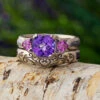 Cushion-Cut Engagement Ring With Intricate Matching Band