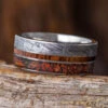 Meteorite Wedding Band With Dinosaur Bone -Johan Jewelry Shop E1696Art1000 1