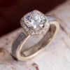Square Halo Moissanite And Meteorite Ring With Diamond Accents -Johan Jewelry Shop E1702WGArtJanuaryCropped 4 9
