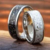 Black & White Stardust™ Titanium Wedding Band Set -Johan Jewelry Shop E1707GroupCropped 6