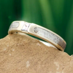 Meteorite & Moissanite Wedding Band Or Engagement Ring