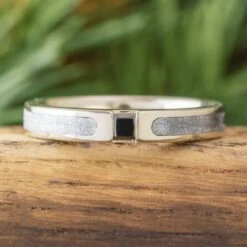 Meteorite & Black Diamond Wedding Band Or Engagement Ring