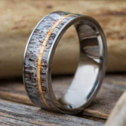 Deer Antler Ring With Oak Wood Pinstripe -Johan Jewelry Shop E1730ArtJanuaryCropped 2