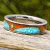 Wave Ring With Koa Wood And Turquoise -Johan Jewelry Shop E2127ArtSeptemberCropped 1