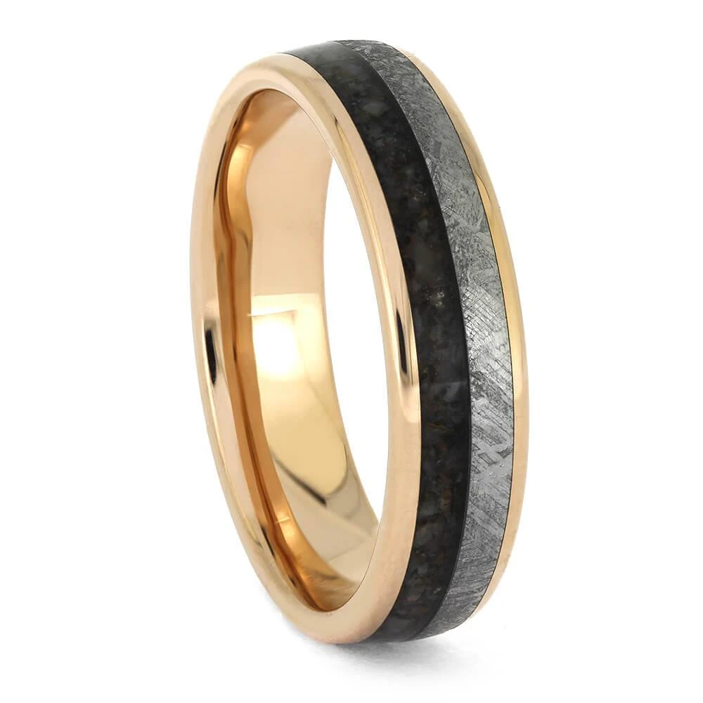 Meteorite & Crushed Dino Bone Wedding Band 4 Meteorite & Crushed Dino Bone Wedding Band - Image 2