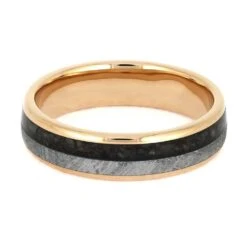 Meteorite & Crushed Dino Bone Wedding Band 12 Meteorite & Crushed Dino Bone Wedding Band -Johan Jewelry Shop E2163CR 4