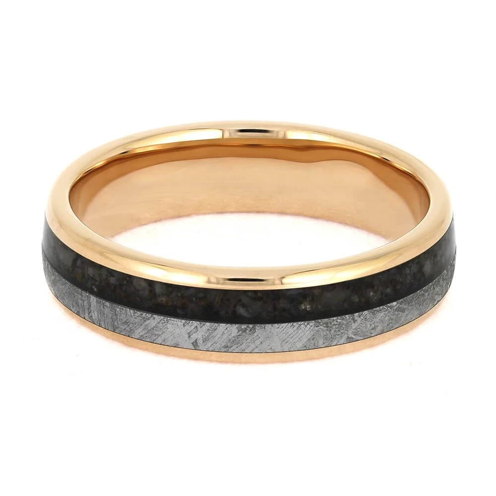 Meteorite & Crushed Dino Bone Wedding Band 7 Meteorite & Crushed Dino Bone Wedding Band - Image 5