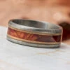 Redwood & Maple Wood Wedding Band, Double Wood Inlay Ring -Johan Jewelry Shop E2166ArtCropped 2